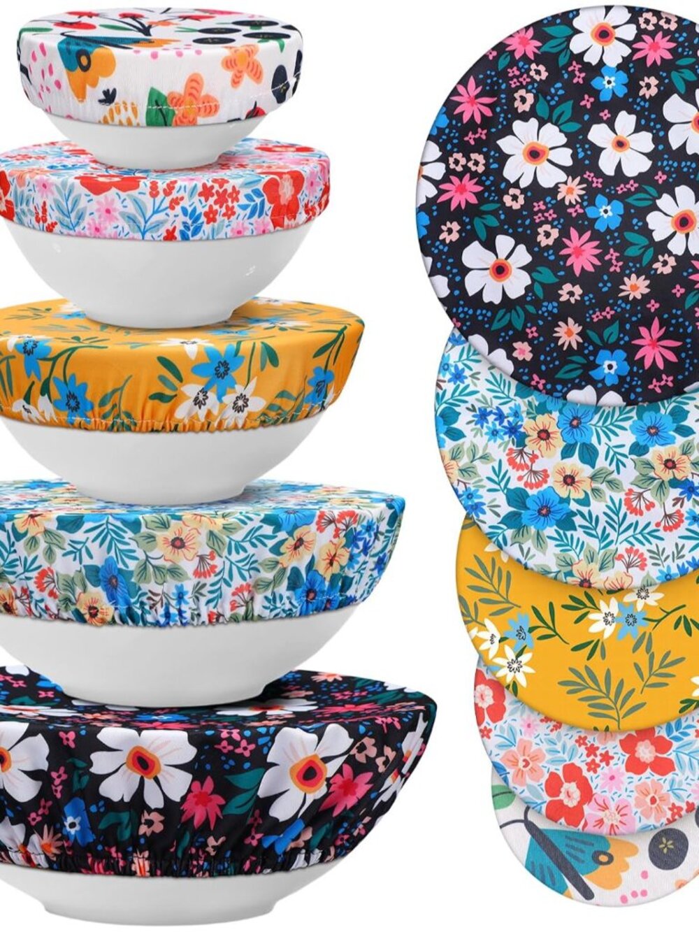10 Pack Cloth Bowl Covers for Bread Rising - 5 Size Stretch Elastic Food Storage